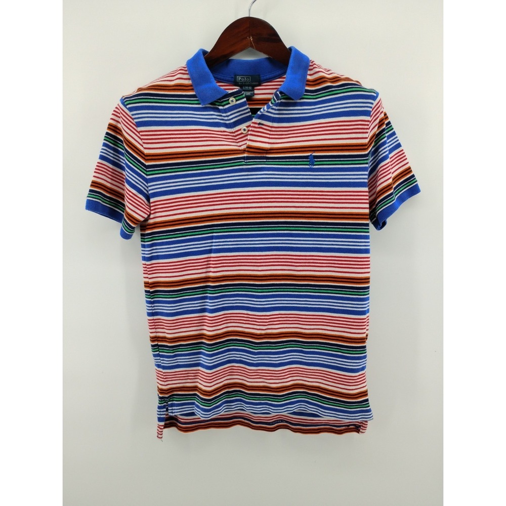 Polo Ralph Lauren Shirt Boy Large 14 16 Colorful Stripe Pony Logo
